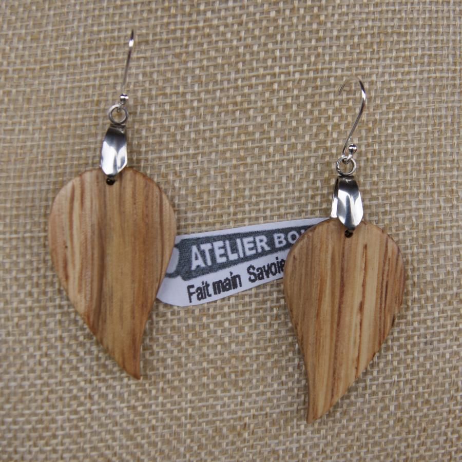 runde Blatt-Ohrringe aus Eiche ethischer Holzschmuck, Naturschmuck gewachst, handgemacht