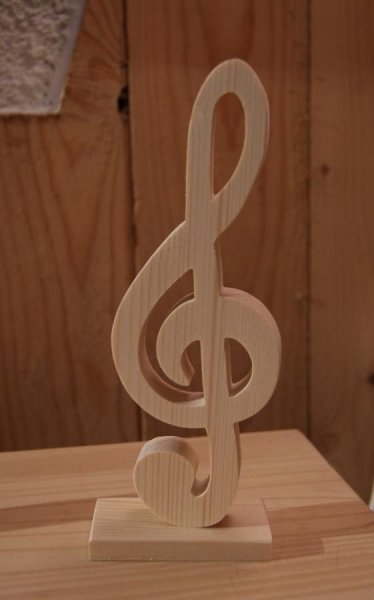 Notenschl&uuml;ssel aus Massivholz, 20 cm hoch, Musikdekoration, Tischdekoration, Musikergeschenk
