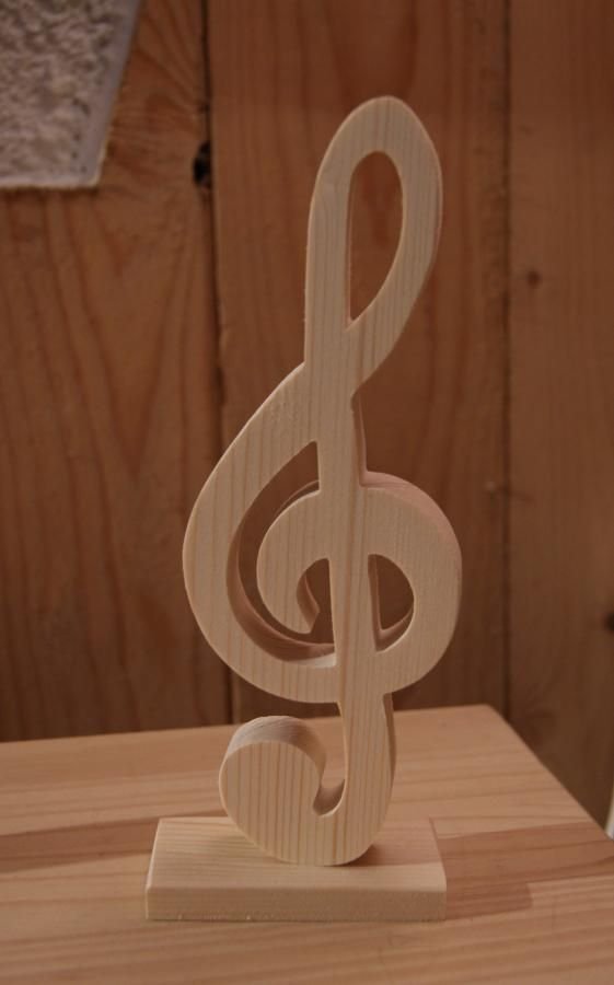 Notenschlüssel aus Massivholz, 20 cm hoch, Musikdekoration, Tischdekoration, Musikergeschenk