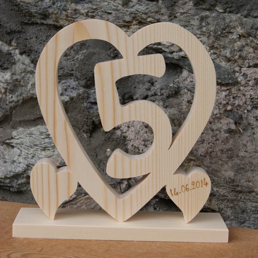 Herz Holzhochzeit, 5 Jahre Ehe, originelles Deko-Geschenk, handgemacht, Geschenkidee Holzhochzeit