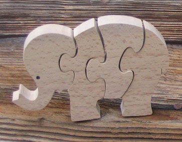 elephant puzzle 4 pieces massive buchenholz, handgefertigt, savanne tiere
