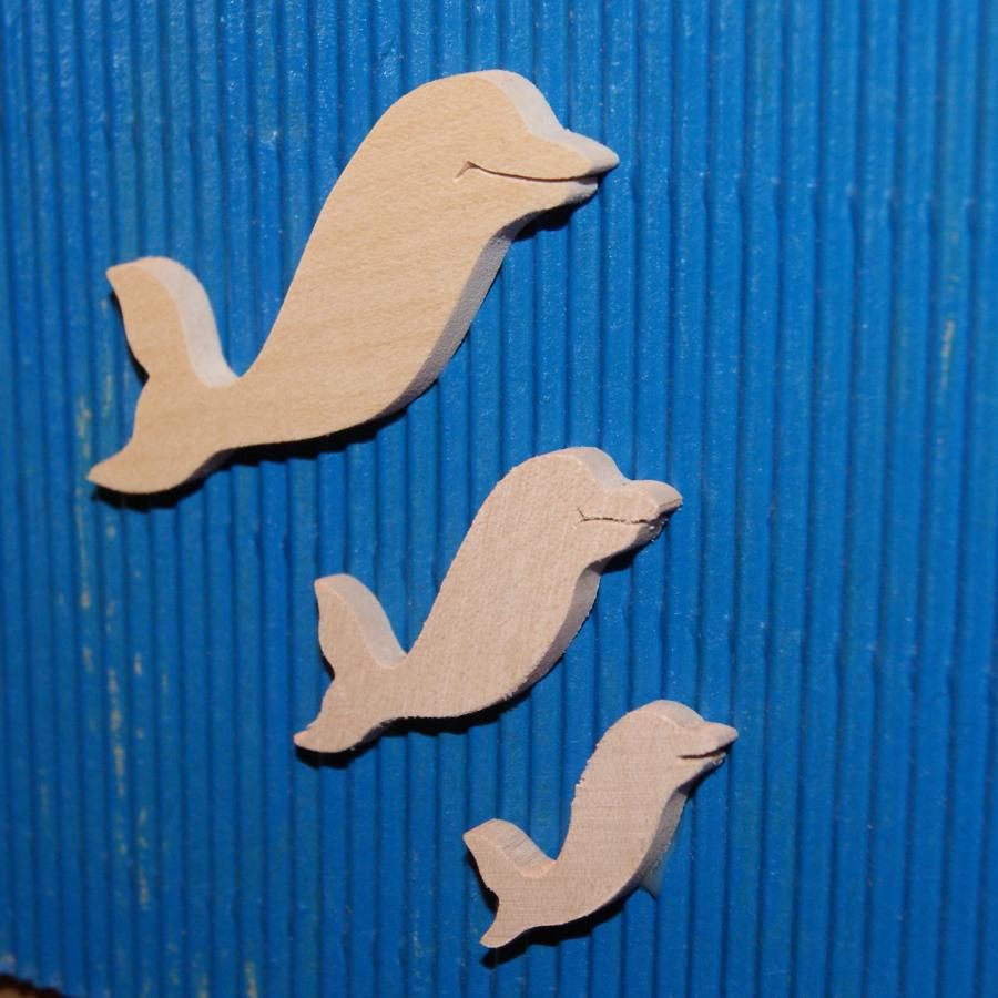 Delfinfigur 2,5 x 2,7 cm Massives Ahornholz zum Bemalen 3 mm dick Verschönerung handgemachtes Scrapbooking