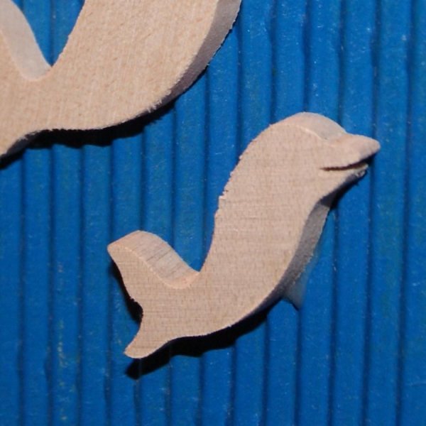 Delfinfigur 2,5 x 2,7 cm Massives Ahornholz zum Bemalen 3 mm dick Versch&ouml;nerung handgemachtes Scrapbooking