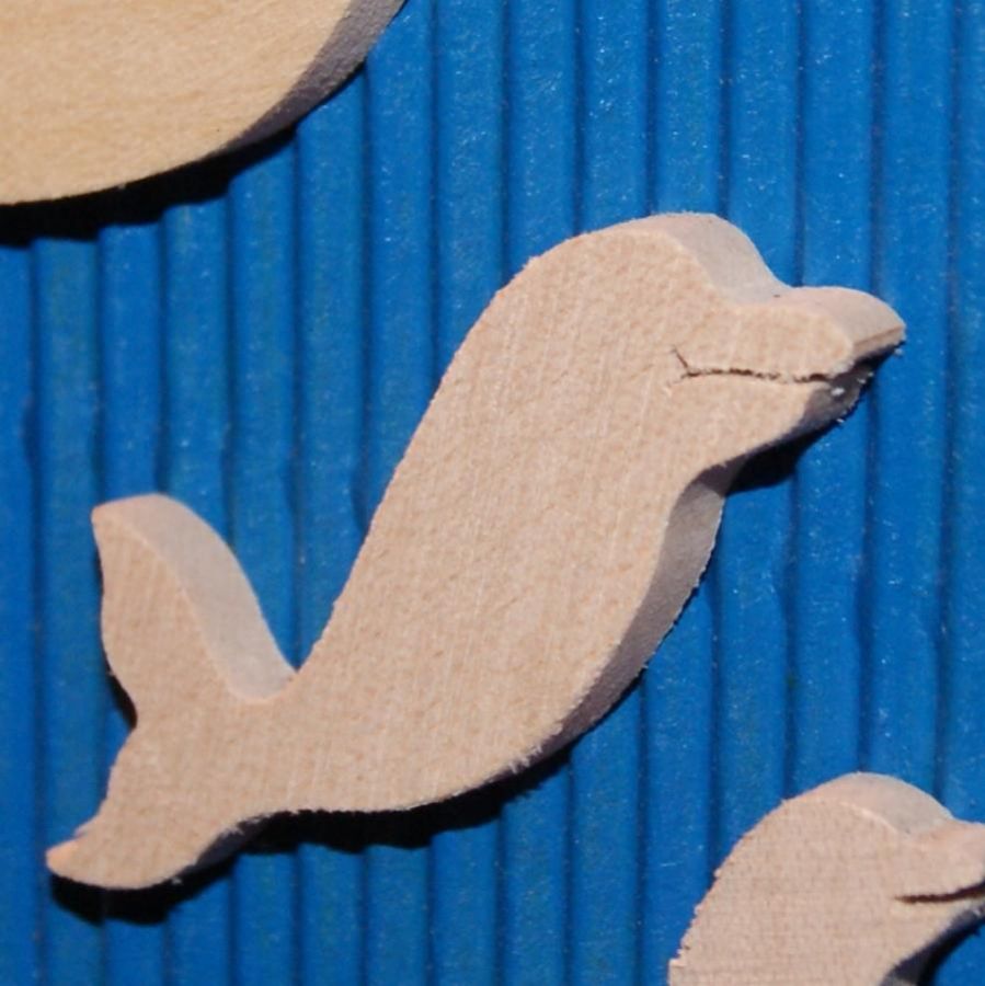 Miniaturfigur Delfin 3,5 x 3,7 cm Massivholz zum Bemalen 3 mm dick Verschönerung Scrapbooking