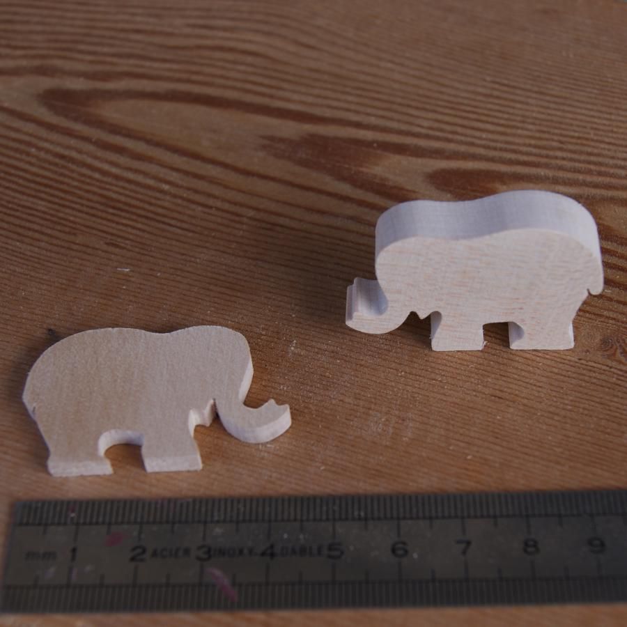 Miniatur-Elefantenfigur 3mm Verschönerung zum Bemalen und Aufkleben handgefertigtes Massivholz