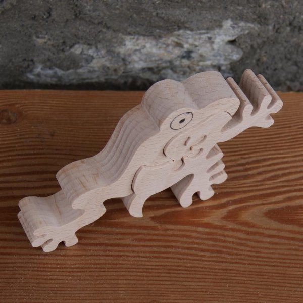 frosch puzzle 2 st&uuml;ck holz buche massiv handwerkliche herstellung, batracien