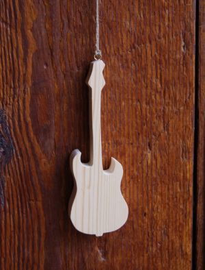 Elektrische Gitarre aus Holz 15cm, Musikalische Dekoration