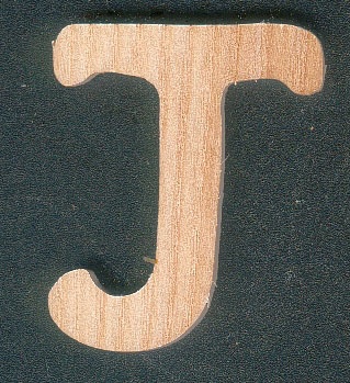 Buchstabe J aus Eschenholz, Höhe 5 cm