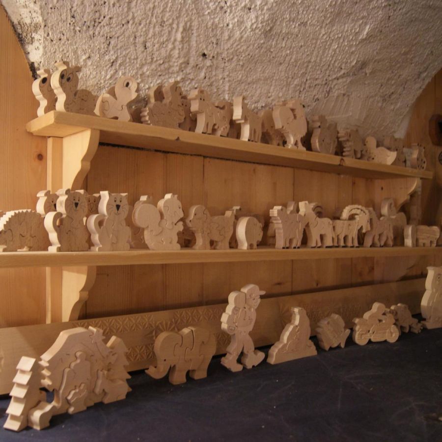 3 Murmeltiere 4-teiliges Puzzle aus massivem Buchenholz, handgefertigt, Tiere der Berge