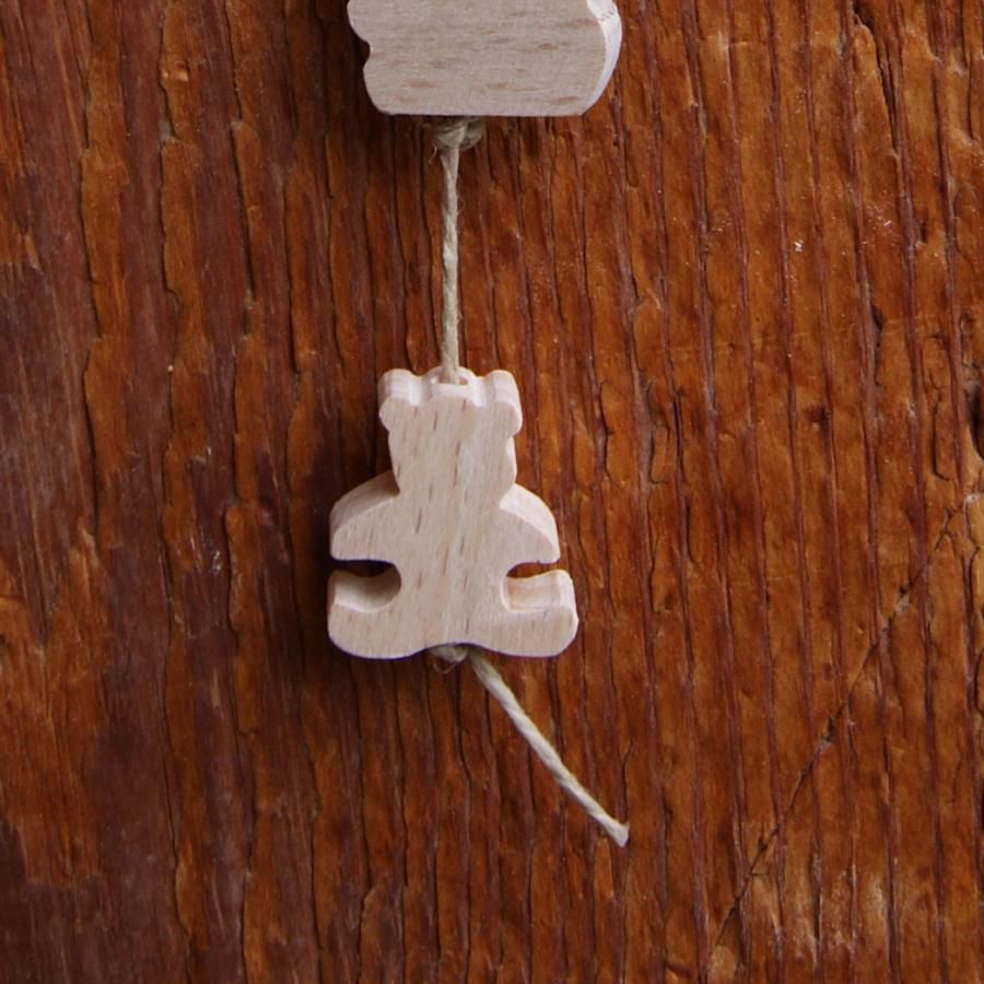 handgefertigte Teddybär-Holzperle für die Herstellung von Mobiles und Aufhängungen, vertikale Bohrung aus massiver Buche