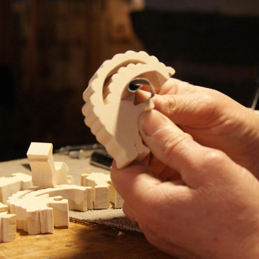 Tierpuzzle Holzpuzzle Esel 4 Teile aus massivem Buche handgefertigt, Tiere auf dem Bauernhof