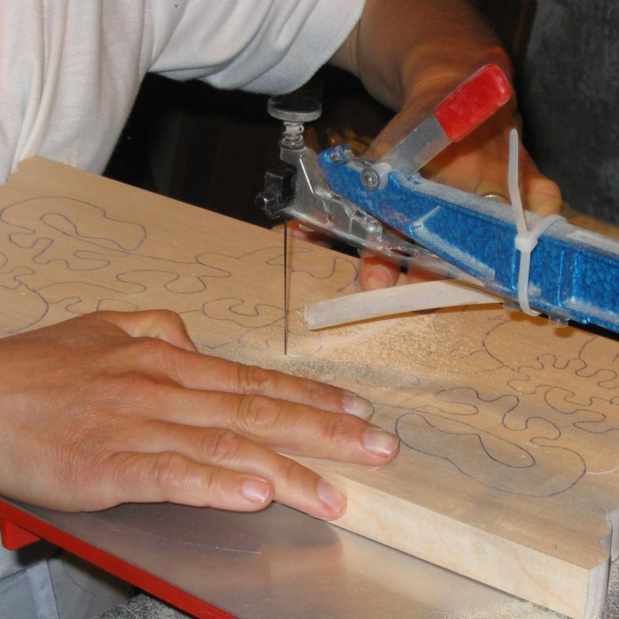 4-teiliges Holzpuzzle Steinbock von Vanoise aus massiver Buche, handgefertigt, Tiere der Berge