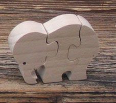 Holzpuzzle 3-teilig Elefant Hetre massiv, handgefertigt, Tiere Savanne