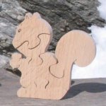 Holzpuzzle 5 Teile Eichhörnchen Buche massiv, handwerkliche Fertigung, wilde Tiere