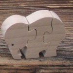 Holzpuzzle 3-teilig Elefant Hetre massiv, handgefertigt, Tiere Savanne