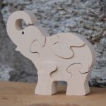 elephant puzzle 5 pieces massives buchenholz, handgefertigt, wilde tiere