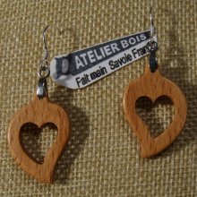 Herzohrringe aus gewachstem Buchenholz, Holzhochzeit, Valentinstag, handgemacht