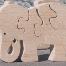 Holzpuzzle 4-teilig Elefant frisst Hetre massiv, handgefertigt