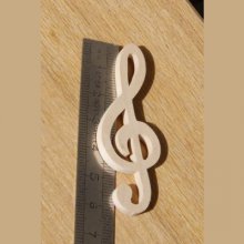 Figurine Violinschlüssel ht 6cm deco Hochzeit theme Musik handgefertigtes Massivholz Verschönerung Scrapbooking