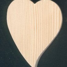 Herz aus Massivholz 6 x 7.5 cm schräge Form mit oder ohne Aufhängehaken, handgefertigt
