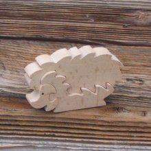 Holzpuzzle 3-teilig Igel Massive Buche, handgefertigt, Tiere 