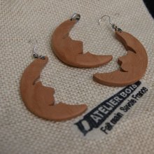 Mond-Set, Ohrringe und Anhänger Naturschmuck aus Buchenholz, handgefertigt