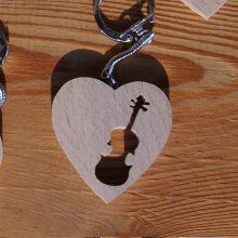 Schlüsselanhänger mit Herz und Geige, handgefertigt, Geschenk für Musiker und Geiger